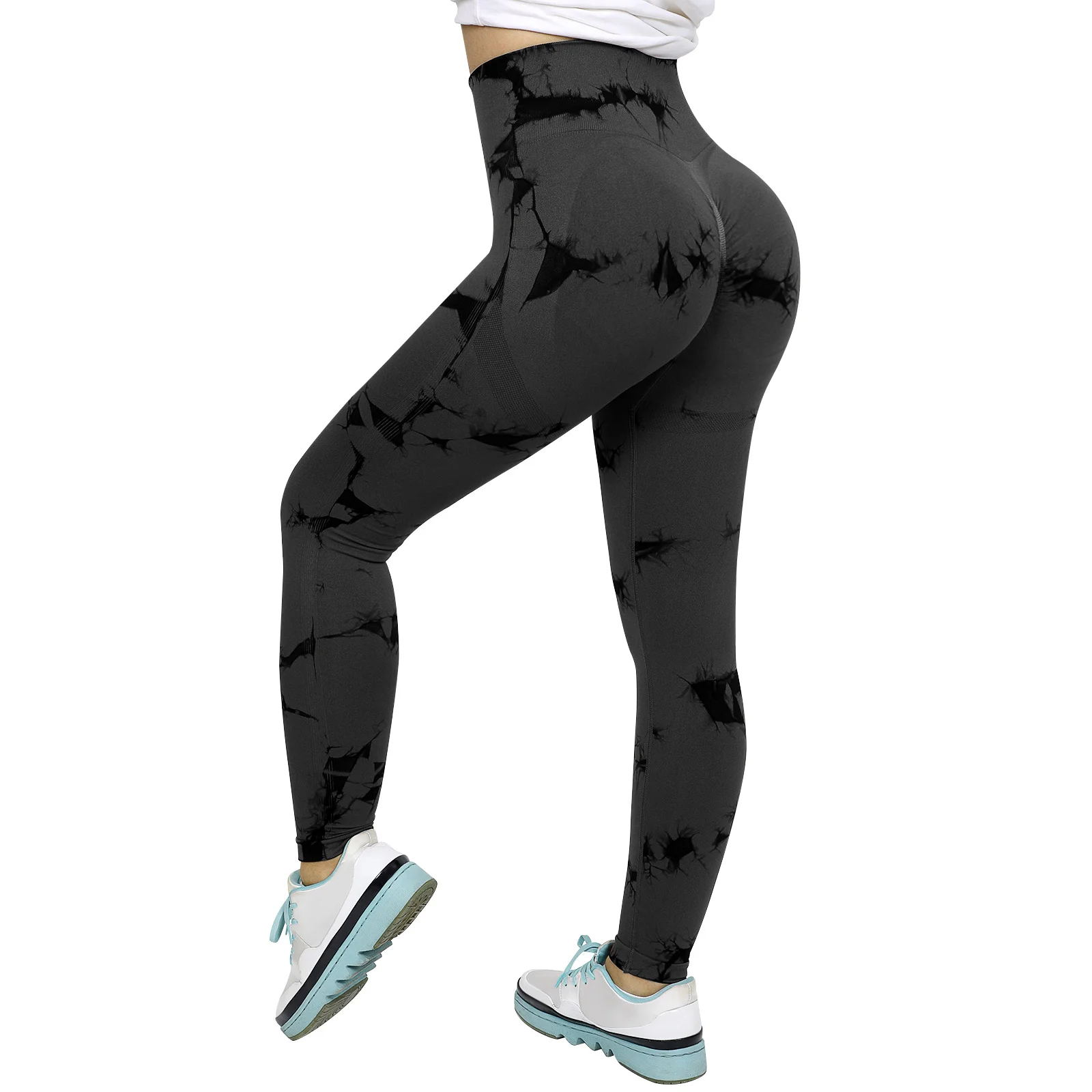 

High Waist Yoga Pants Wide Leg Seamless 90% Nylon S Size Tie Dye Fitness Leggings Women Sports Tights Gym Activewear