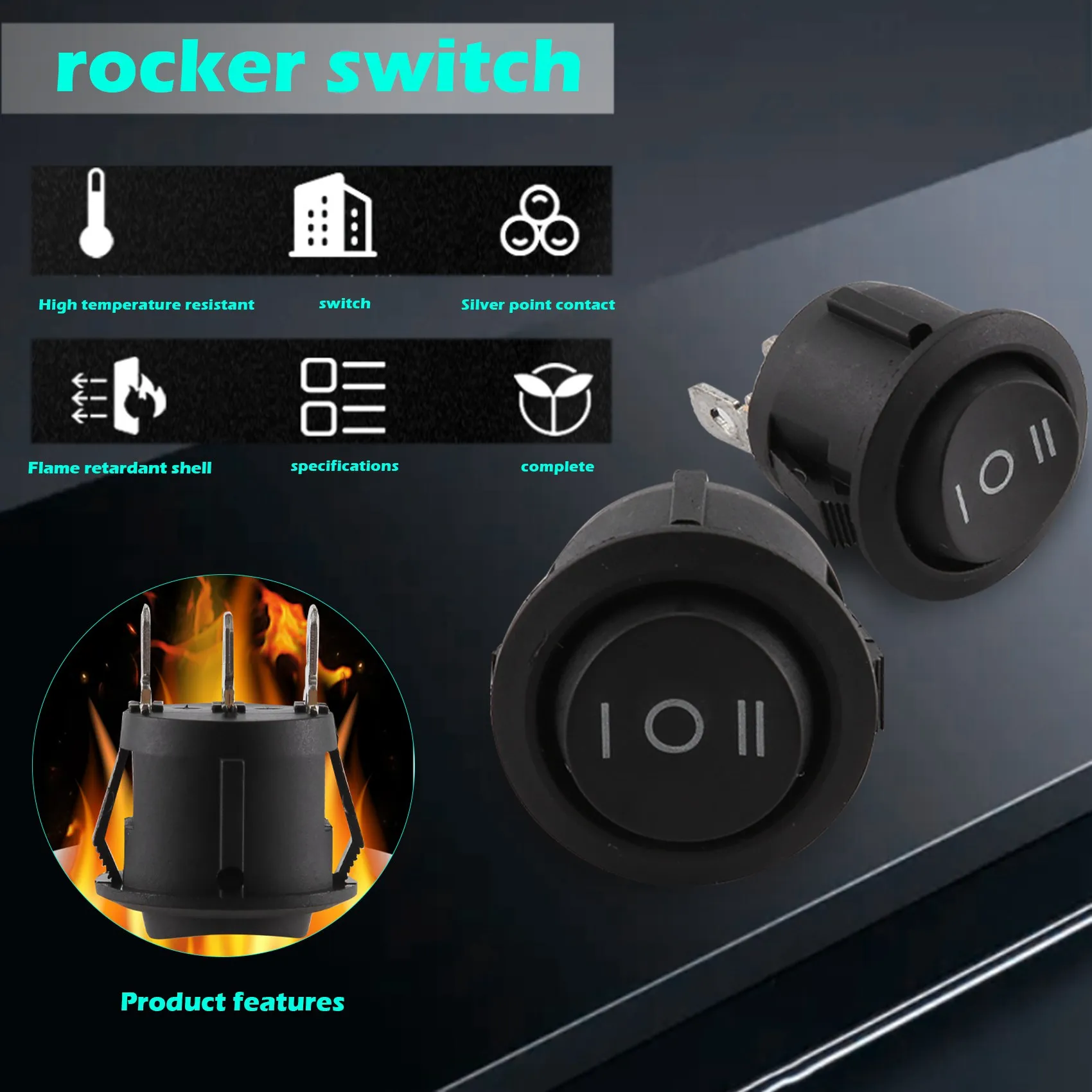 A003 10 Pcs x ON/OFF/ON 3 Position SPDT Round Boat Rocker Switch 6A/250V 10A/125V AC