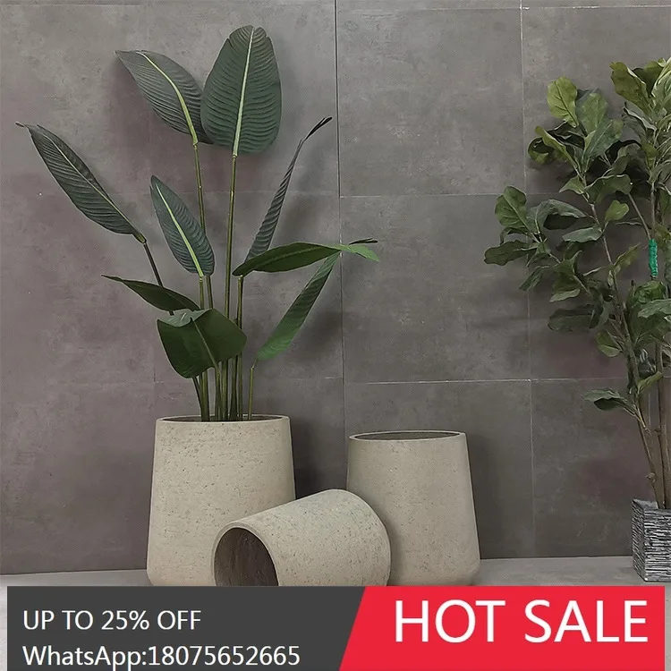 

SGF Modern Water Drop Shape Floor Cement Vase Home Gardening Green Plant Decoration