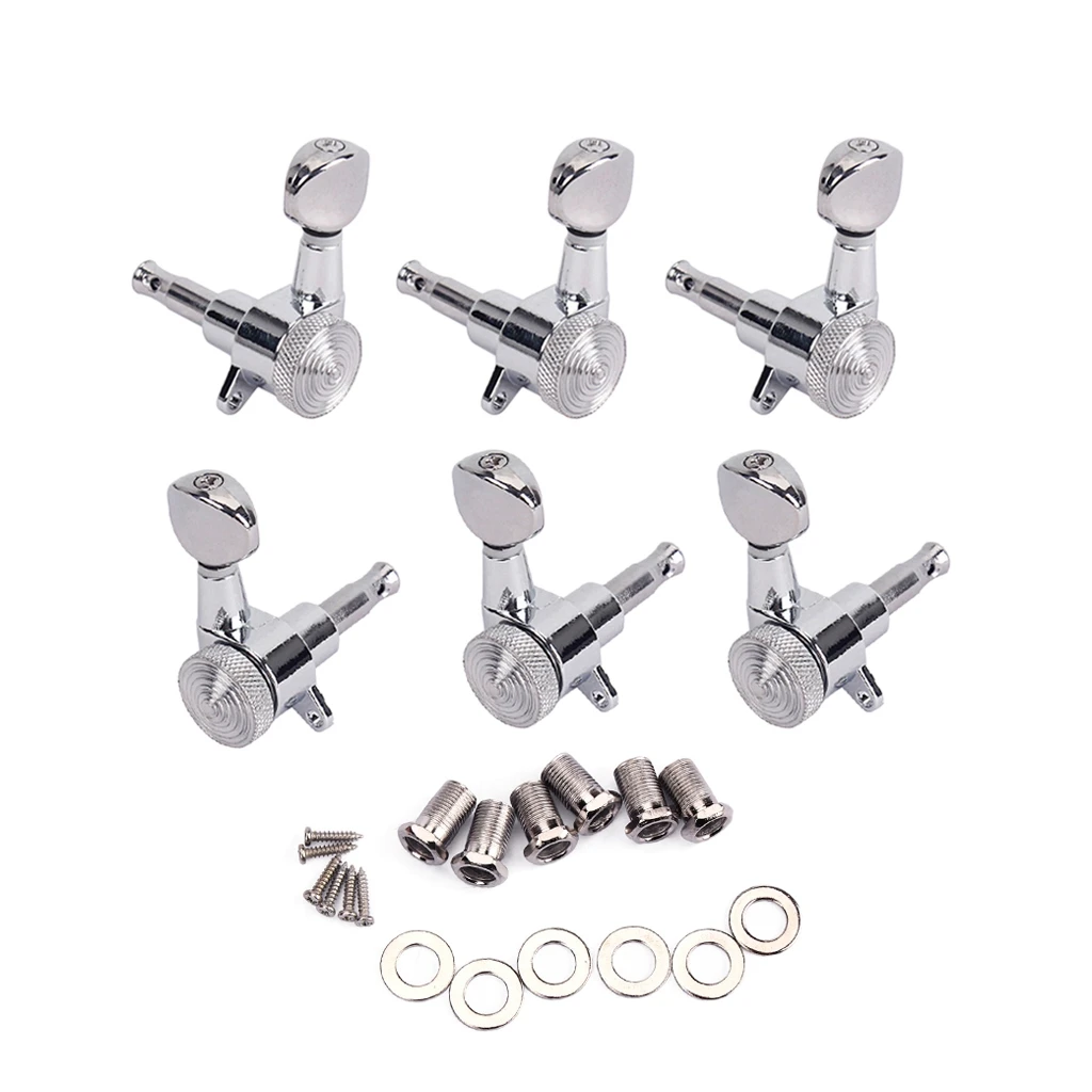 Chrome Semicircle Guitar Locking Tuners Guitar Machine Heads Tuning Pegs 3R 3L for Electric Acoustic Guitar HOT