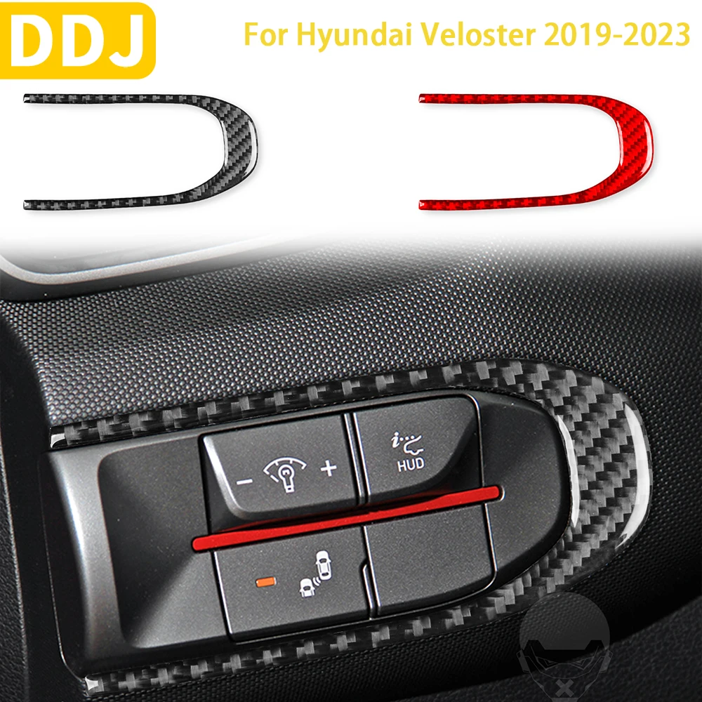 For Hyundai Veloster 2019 2020 2021 2022 2023 Accessories Carbon Fiber Car Interior Headlight Switch Frame Trim  Sticker