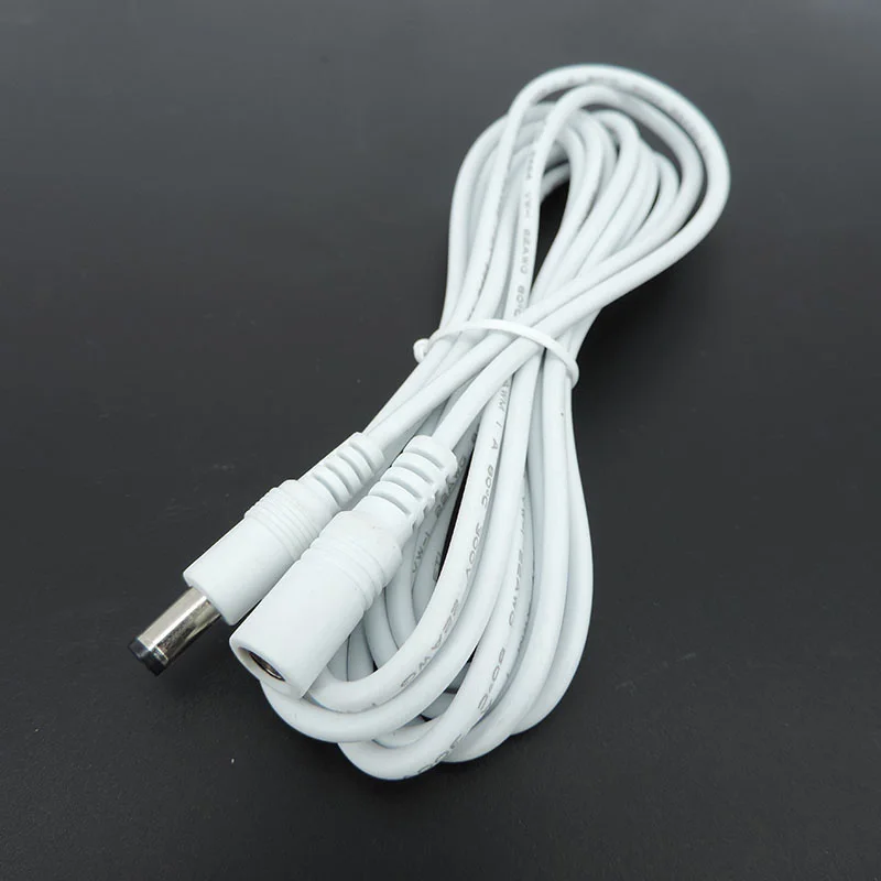 DC Power Supply Cable Extension Cord Adapter Female to Male Connector Plug 12V 5.5mm X 2.1mm Cords for Strip Light CCTV Camera Q