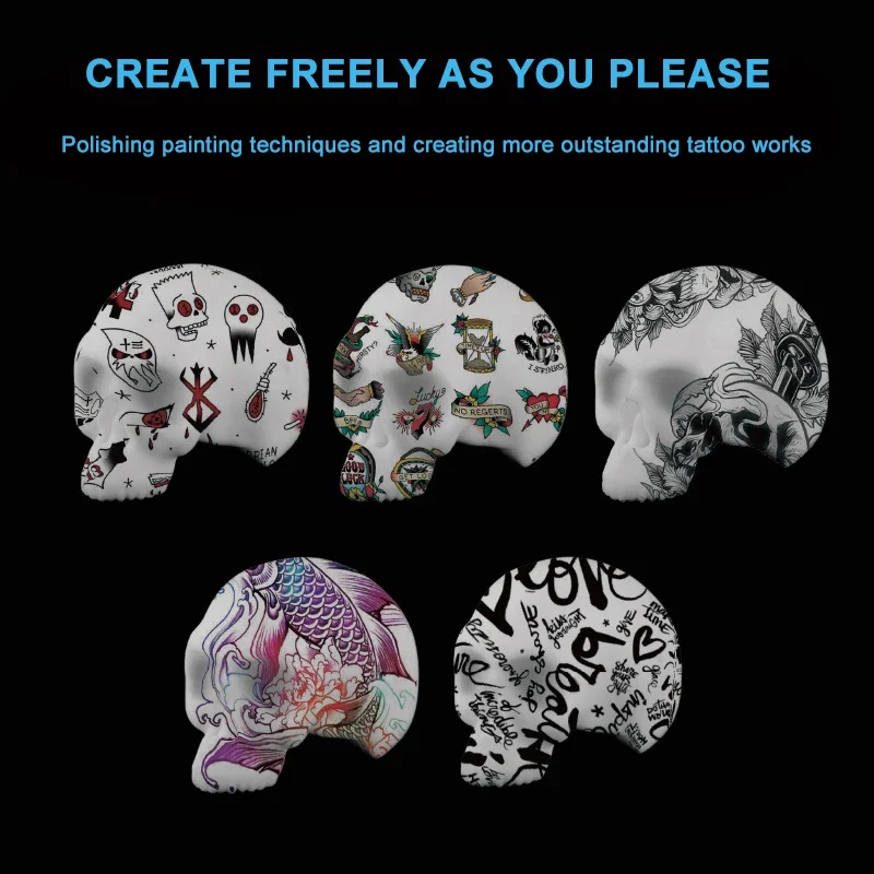 Tattoo Simulation Skull Practice Model Silicone 3D Head Blank Embroidery Practice Leather Decorative Ornaments Art Collection