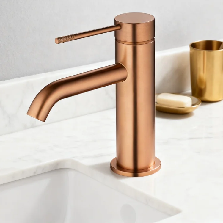 Popular Chrome Minimalist Design Single Hole Deck Mounted Basin Mixer Tap Bathroom Faucets Ceramic Valve Core Metered Function
