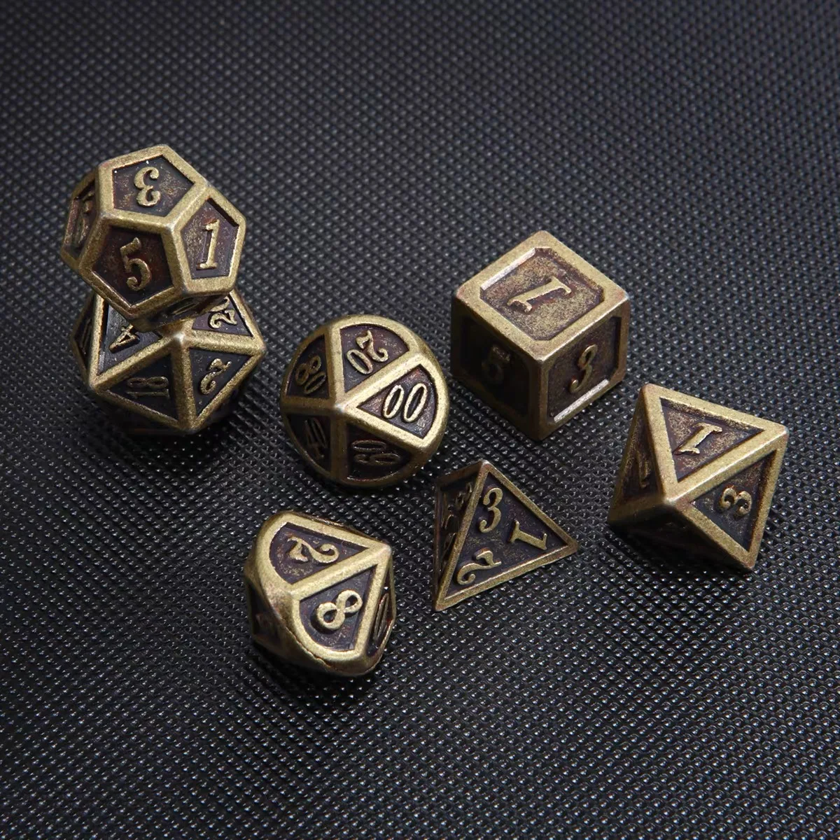 7PCS Metall Polyedrische Würfel Bronze DND Spiel Würfel für RPG Dungeons and Dragons DND RPG MTG D20 D12 D10 D8 D6 D4 Tisch Spiel – Detail 2