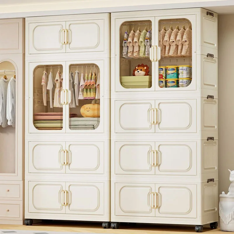 Armário Dobrável para Bebês Sem Instalação – Armário de Armazenamento de Brinquedos e Roupas de Alta Resistência, Organizador Multicamadas para Sala de Estar/Quarto, Com