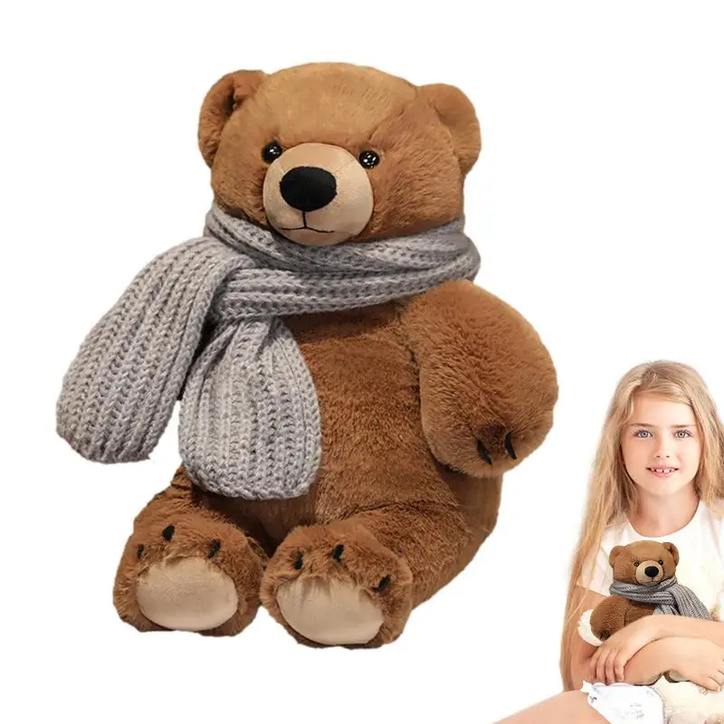 

Bear Wearing Scarf Plush Simulation Anime Fluffy Toy Plushie Cute Doll Stuffed Animals Soft Doll Plush Gift Kid Toys