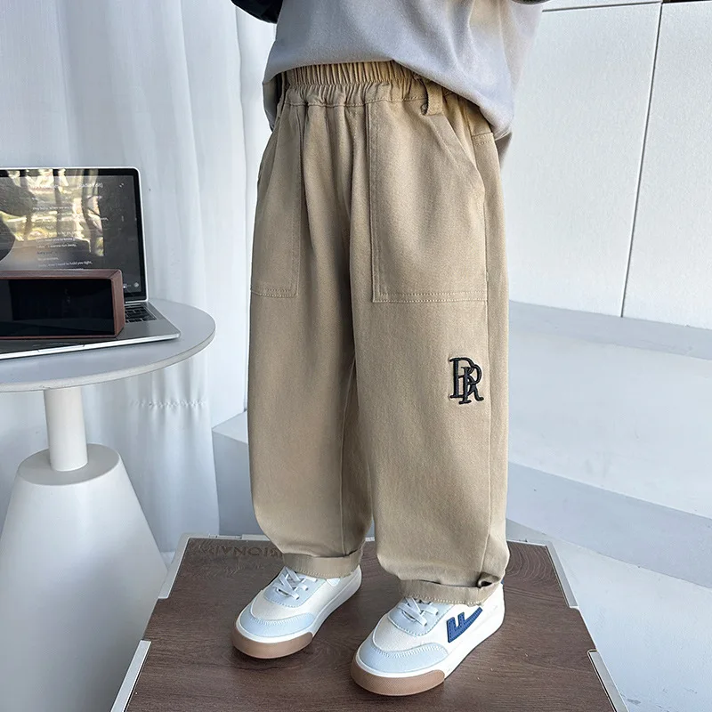 

Детские корейские повседневные брюки на весну и осень, новые однотонные свободные брюки Харлан для мальчиков, длинные брюки для детей 2-10 лет