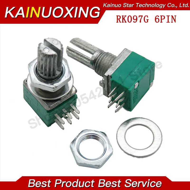 5pcs RK097G 5K 10K 20K 50K 100K 500K B5K with a switch audio 6PIN shaft 15mm amplifier sealing Potentiometer RK097 Green