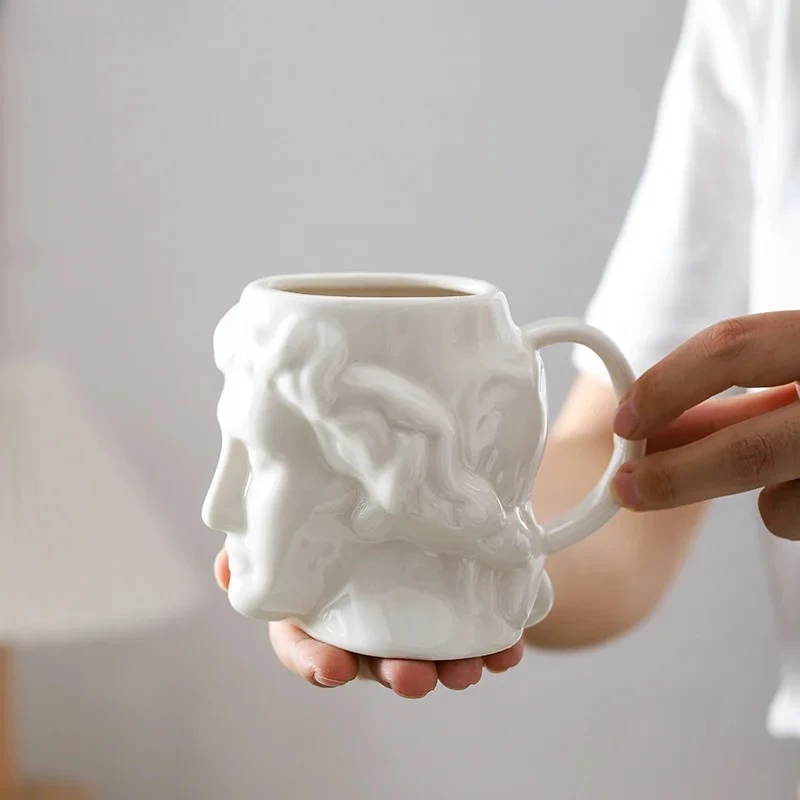 David's Portrait Shape Porcelain Mugs Water Cup Creative Tableware Coffee Mug Dining Table Afternoon Tea Teacup Fruits Juice Cup