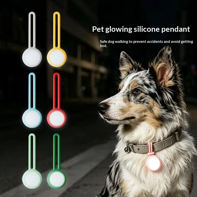 ~Silicone Pet Glowing Pendant Long Lasting Battery High Visibility For Night Dog Walking Prevent Pet Loss