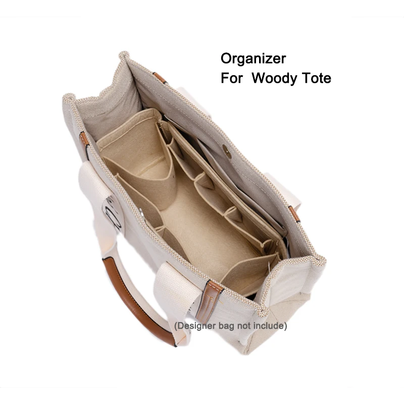 Tas Linner riasan bulu Kempa dengan tempat cangkir, tas tangan mewah wanita & pembentuk Tote, tas pengatur isian cocok untuk Tote Woody