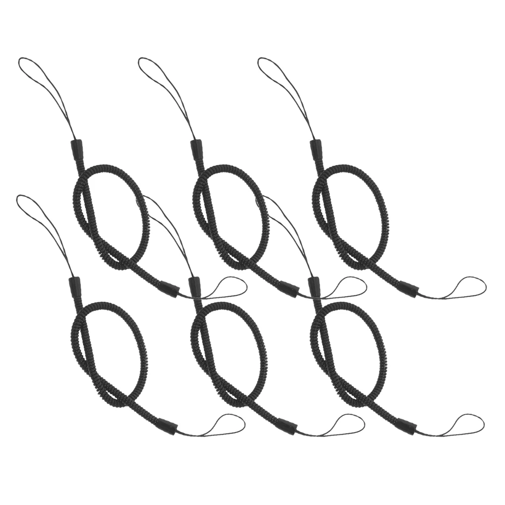 

6 Pcs Lanyard Anti-lost Safety Coiled Touch Screen Pen Spring for Pens Black Stylus Tethering Strap