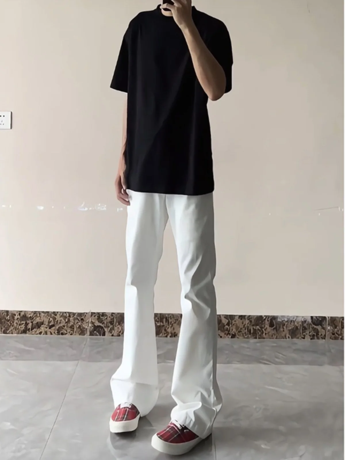 

Summer Stretchy White Jeans Men's Casual American Retro Straight Leg Trendy High Street Slimming Long Pants