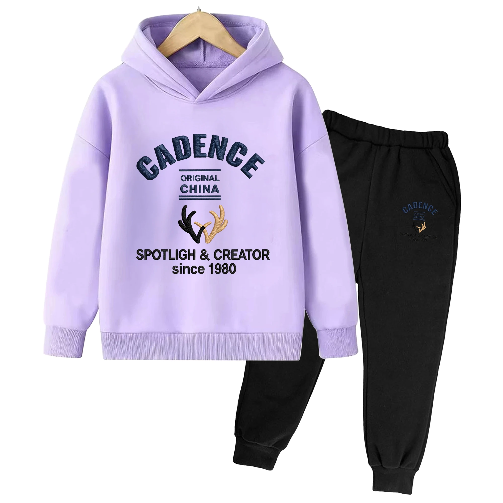 Children Clothing Sets Vintage Streetwear Letter Antler Printed Boys Girls Hoodies + Sweatpants Suit 3-14Y Daily Autumn Warm