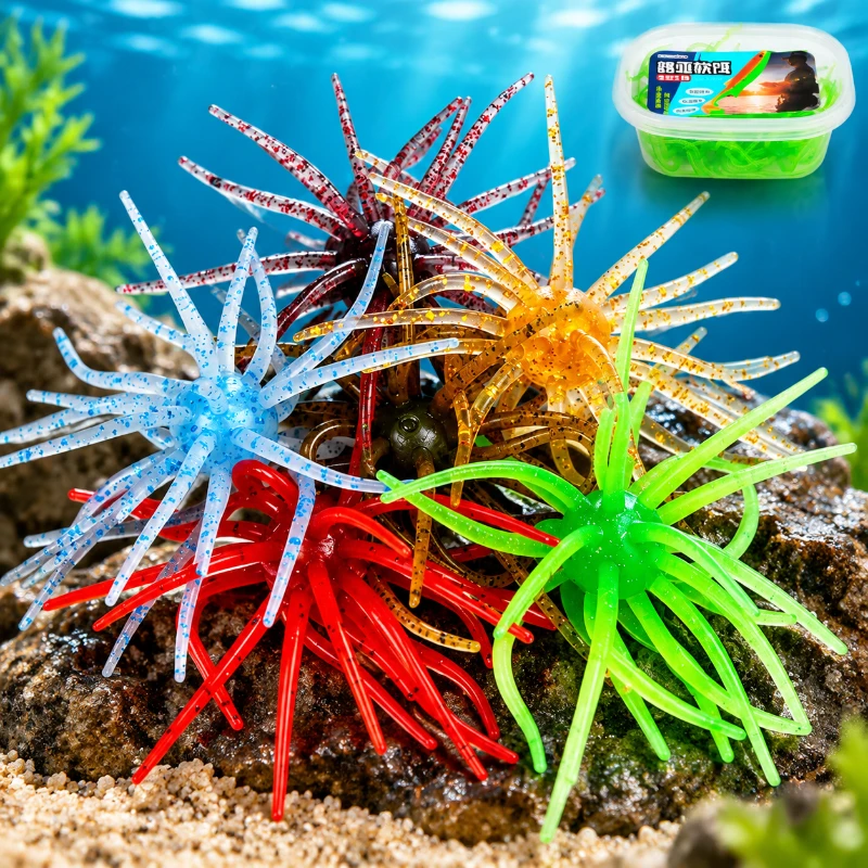 Fishing Gear Universal Soft Bait Floating Bionic Sea Urchin Pvc Elastic Bite-Proof 6-Piece Set Is Suitable For All Waters