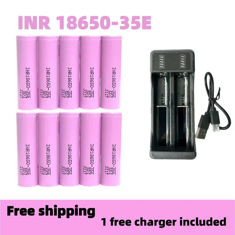 

Free Shipping 100% Original for 18650 3500mAh 25A Discharge INR18650 35E 3500mAh Li-ion 3.7v Rechargable Battery 18650 Battery