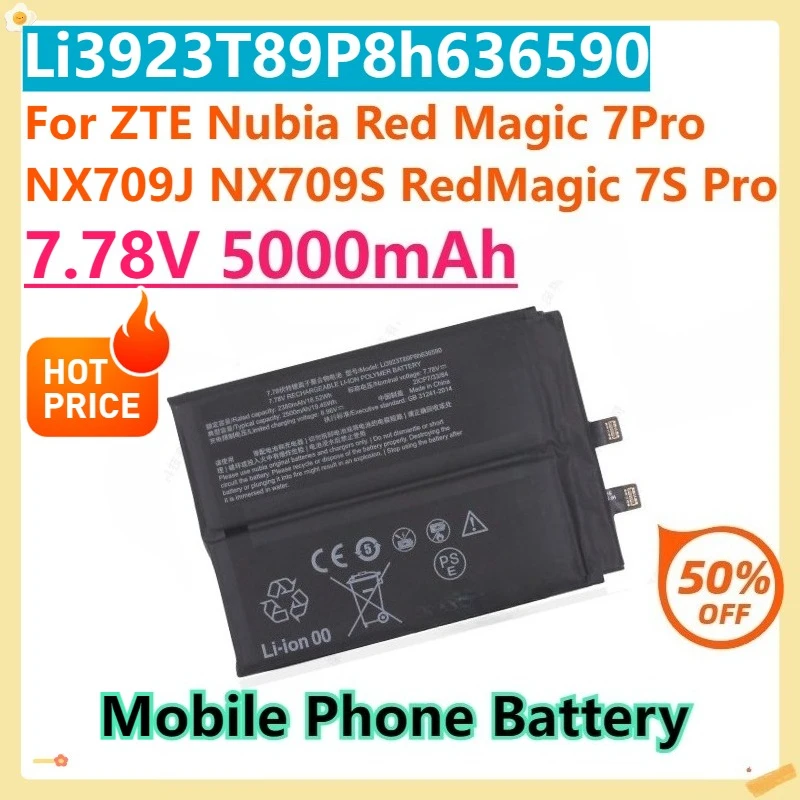 

For ZTE Nubia Red Magic 7Pro NX709J NX709S RedMagic 7S Pro 7.78V 5000mAh LI3923T89P8H636590 Replacement Mobile Phone Battery