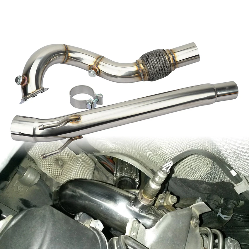 Bajante de sistemas de escape de coche de 63mm y 2,5 pulgadas para VW Golf MK7 Audi A3 Skoda Kodiaq Mk1 MQB para Jetta EA211 1,4 T MQB bajante sin gato