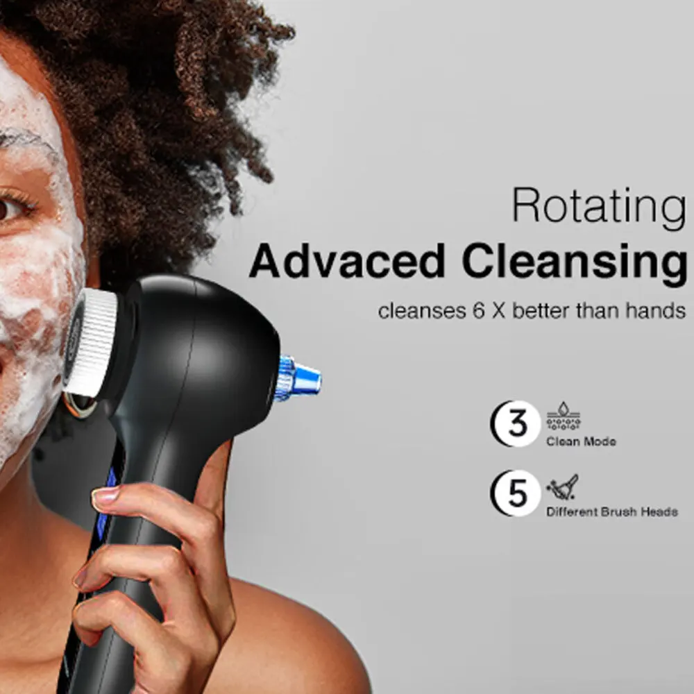 2 في 1 IPX7 مقاوم للماء سيليكون تدور فرشاة LED الدورية فراغ لإزالة الرؤوس السوداء سونيك الموقت أداة تنظيف الوجه الوجه الشفاه