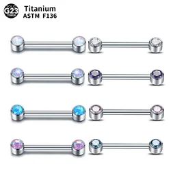 1PC G23 Titanium Opal Nipple Piercings Internally Threaded Barbell Nipple Rings Sexy Piercing Body Jewelry for Women