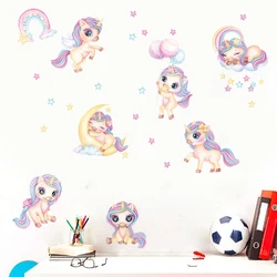 Cute pink pony rabbit love balloon Wall Stickers Broken Wall Poster Wall Art Car Decal Kids Room Decoration Favors murals