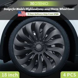 4PCS Wheel Cover Design For Tesla Model 3 Highland 2024-2026 18 Inch Right＆Left Hubcaps Storm Style Wheel Cover Accessories