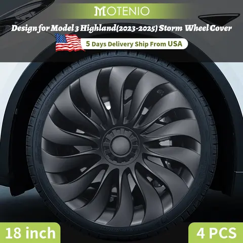 4PCS Wheel Cover Design For Tesla Model 3 Highland 2023-2025 18 Inch Right＆Left Hubcaps Storm Style Wheel Cover Accessories