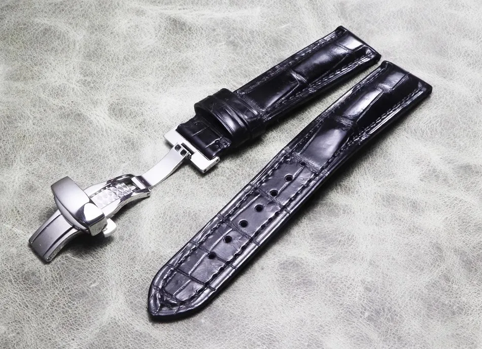 Black 20mm 21mm 22mm Handmade Genuine Crocodile Skin Upscale Watch belt Strap alligator Leather Watch Band high quality Bracelet