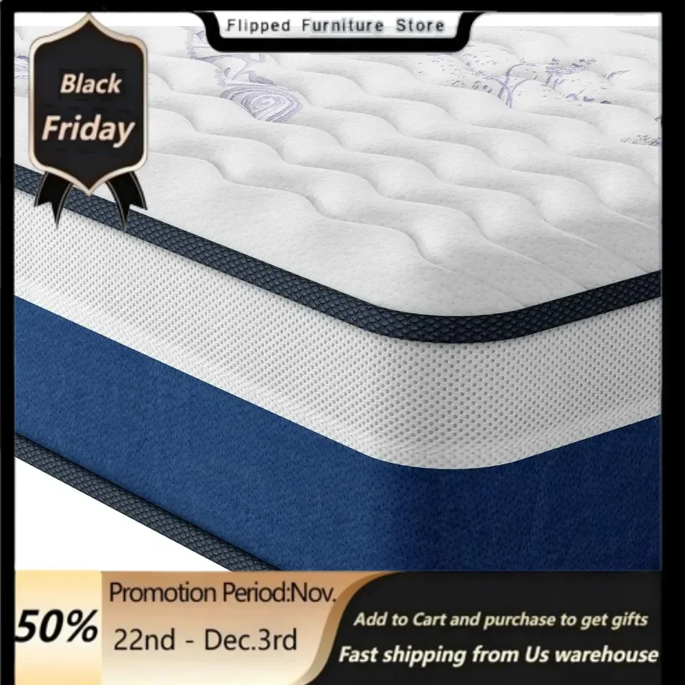 Twin XL Mattress, 12 Inch Innerspring Hybrid Twin XL Size Mattress with Memory Foam and Individual Pocket Springs, Mattress