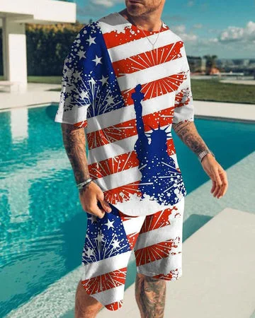 

Мужская футболка, повседневный праздничный стиль, летний мужской хлопковый костюм, повседневный костюм, пляжный спортивный дышащий костюм большого размера, уличная одежда