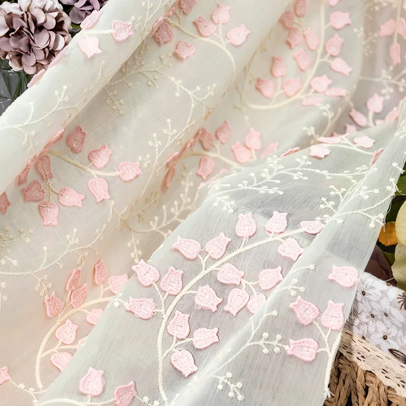 

Розовый колокольчик, орхидея, трехмерная цветочная вышивка, кружевная ткань, женская одежда, ткань, скатерть, украшение для фортепиано