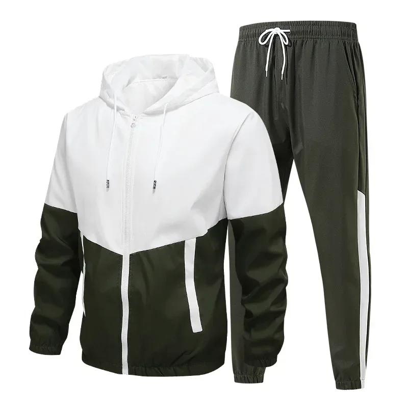 2024 Sportswear Set Autumn Running Workout Hoodies Mens Tracksuit Running Jacket+pants Male Casual Two Pieces Track Suit