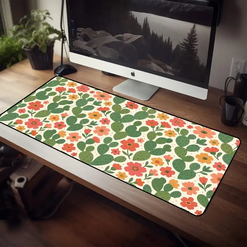

Floral XXL Mouse Pad Kawaii Desk Mat Cute Aesthetic Playmat Gaming Pad Cozy Setup Accessory for Plant Lovers Gamers Extended Pad