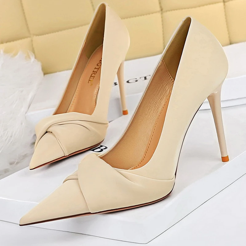 BIGTREE Shoes Pumps Women New Designer Bow-knot High Heels Elegant Banquet Heels Women Shoes Sexy Party Shoes Large Size 42 43