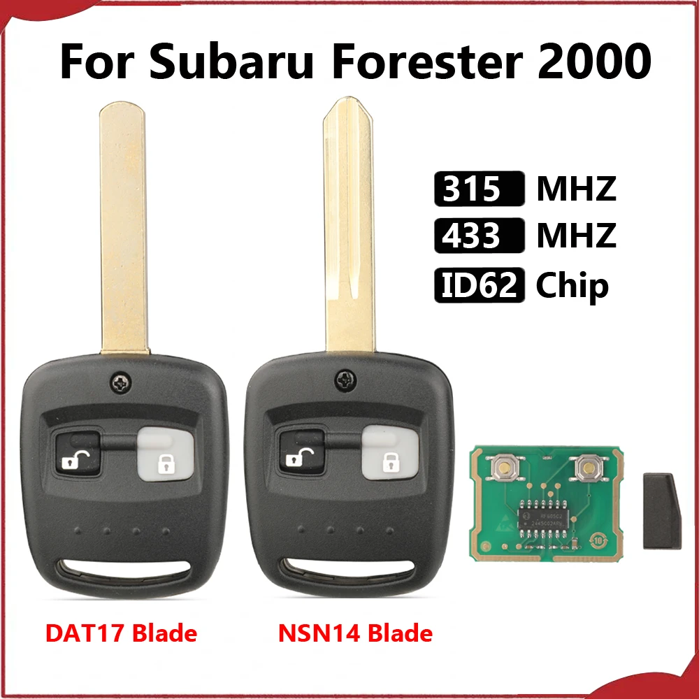jingyuqin New ID62 433Mhz ASK/315MHz FSK Remote Car Key Control For Subaru Forester 2000-2010 Impreza 2001-2007 NSN14/DAT17