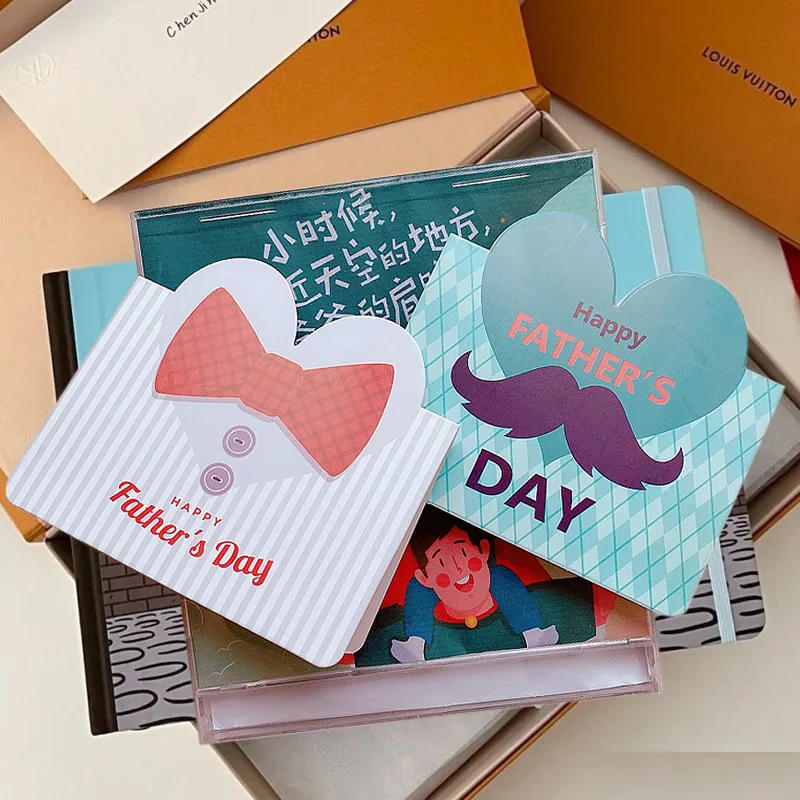 10PCS Invitation Father's Day Blessing Card Greeting Blessing DIY Decoration Card Handwriting Love Heart Thank You Message Card