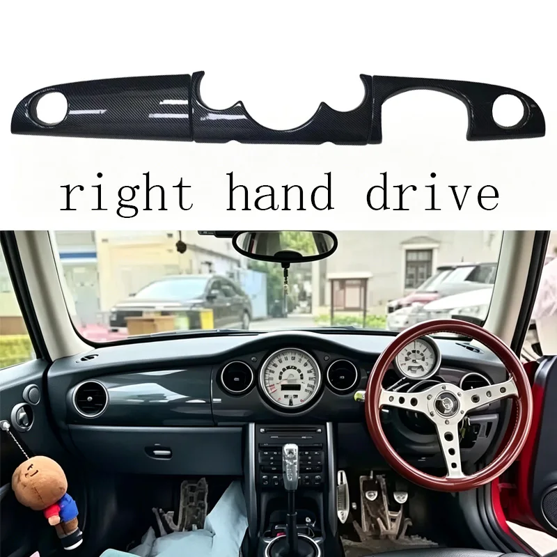 For Mini R50 R52 R53 LHD RHD Carbon Water Transfer Self Adhesive Dashboard Trim Interior Mod Accessories