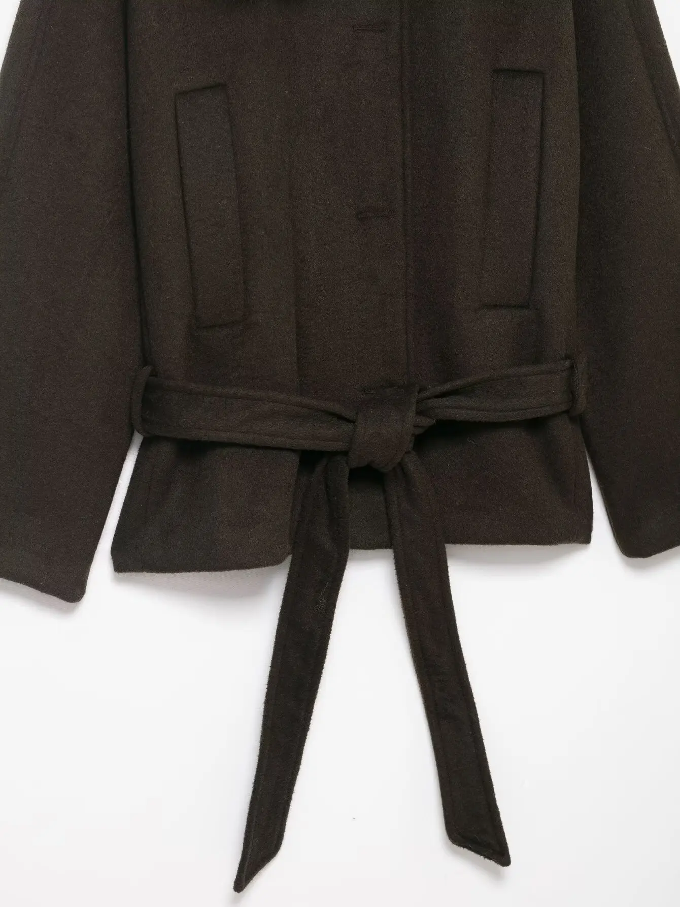 Veste chaude et ample avec col en fausse fourrure pour femme, manteau court à manches longues avec ceinture, rétro élégant, vêtements d'extérieur, automne hiver