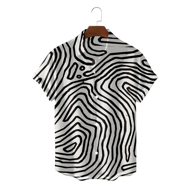 

Hawaii Shirts Stripe Leopard Print Mens Short Sleeve Blouse Holiday Party Tops Oversized Shirt For Men Clothing Harajuku Camisa