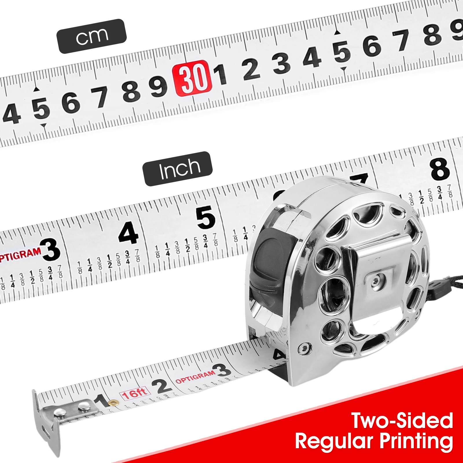 Retractable Tape 5m Stainless Steel Measuring Tape with Double-sided Scale Waterproof Portable Retractable Measure Ruler