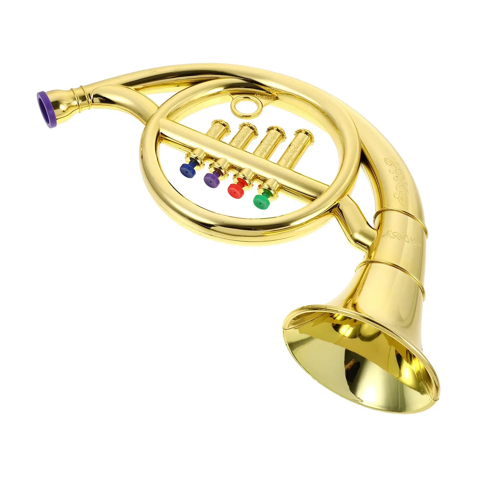 Tone Horn Toys Kids Musical Instruments French Horn Toy Performance Props Simulated Brass Trumpet Model Wind Band