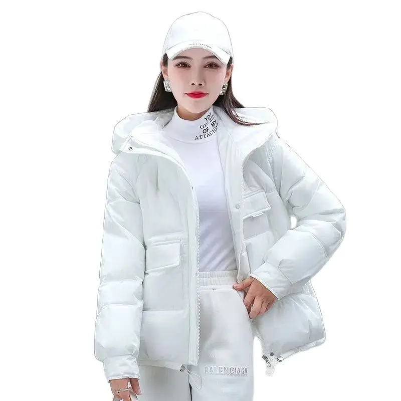 

Down Cotton Jacket Female Short Coat Autumn Winter Women's New Hooded Loose Down Cotton Parkas Schoolgirl Cotton Jacket M-3XL C