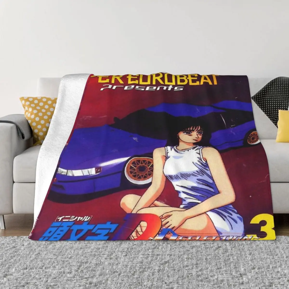 Initial D Mako Super Eurobeat Anime Plush Blankets Throw Blanket Custom Blanket Personalized Throw Blanket