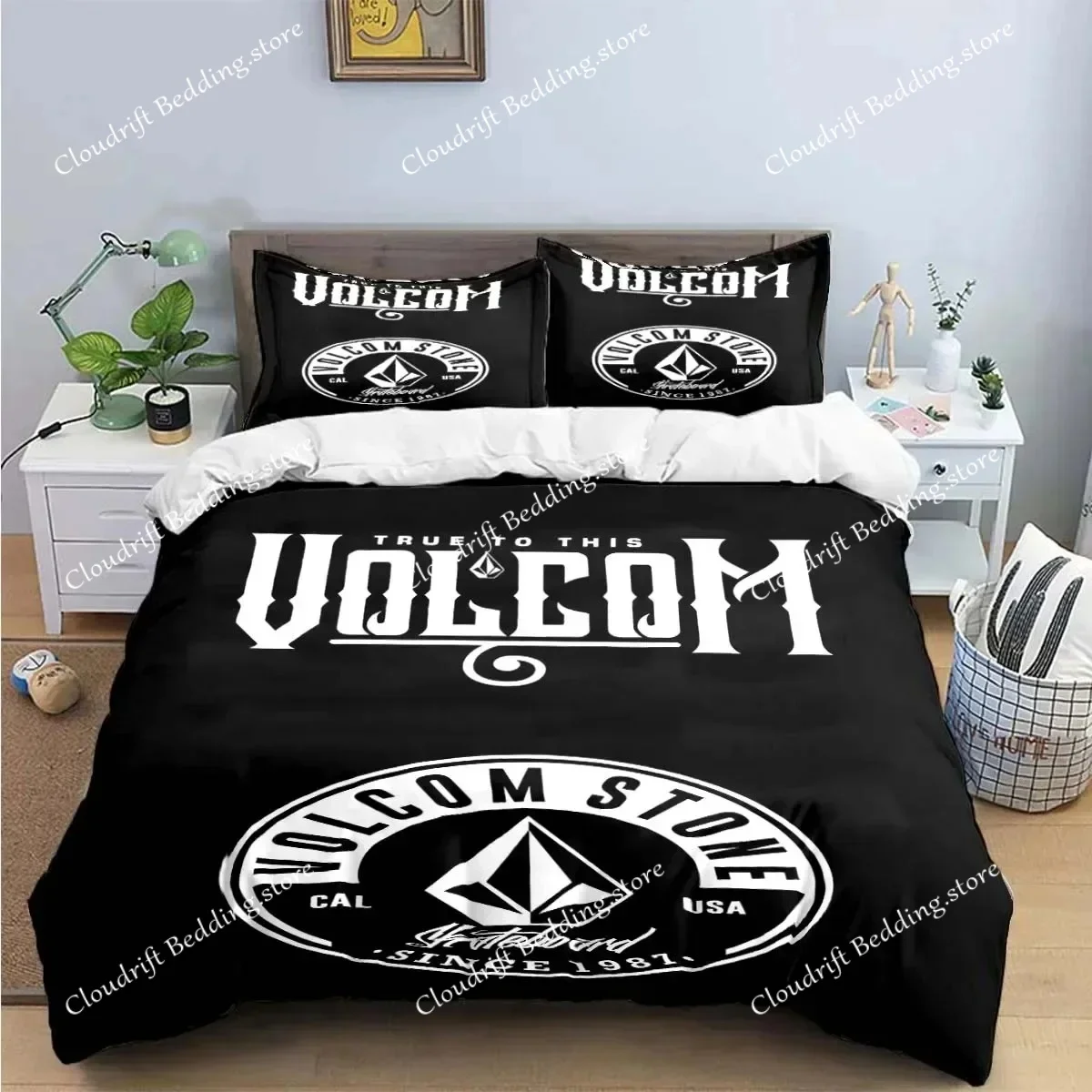 Exquisite V-VOLCOM Print Bedding Sets Exquisite Bed Supplies Set Bed Comforter Set Luxury Gift  Duvet Cover Set