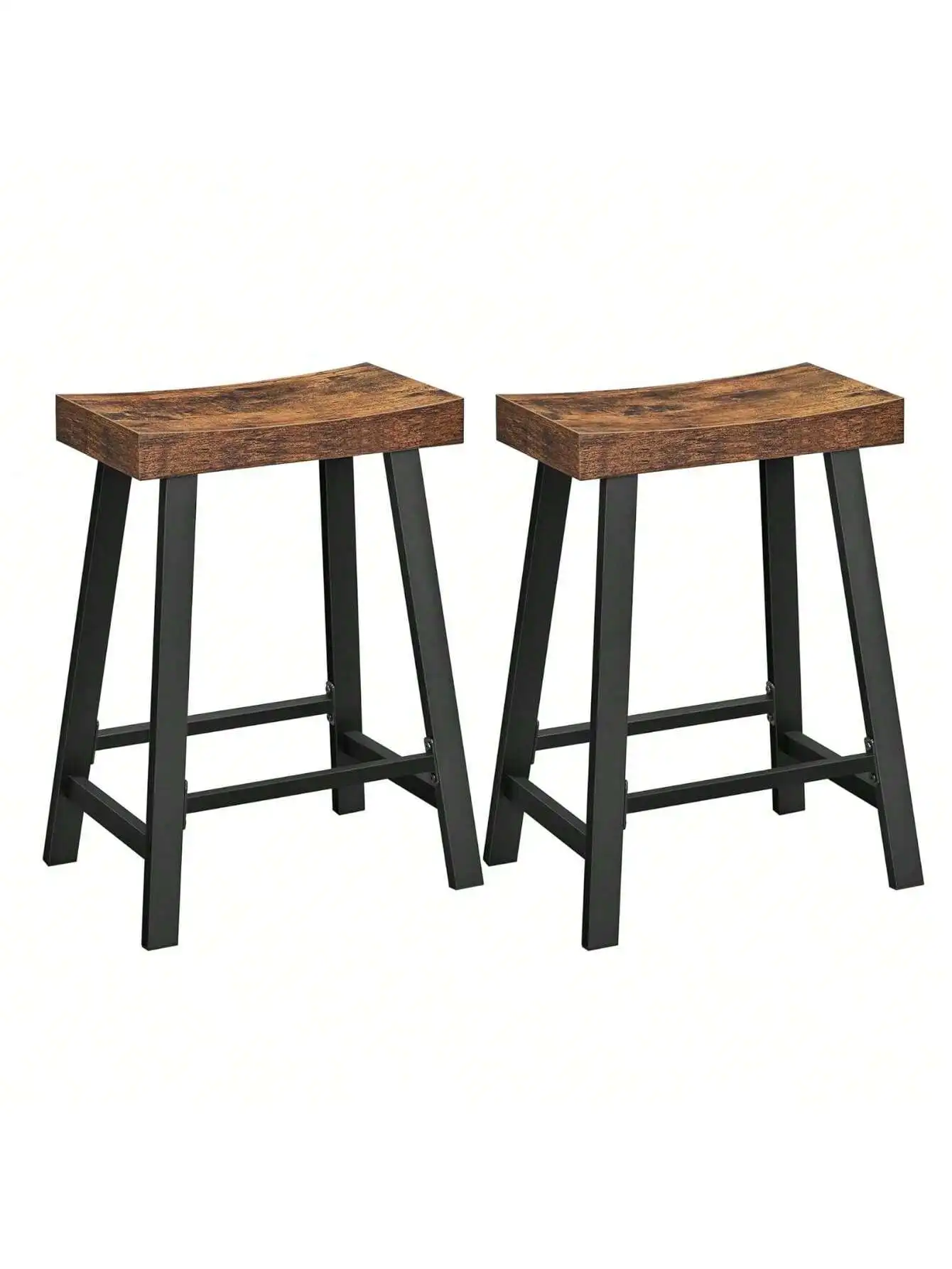 VASAGLE Bar Stools, Set Of 2 Bar Chairs, Kitchen Breakfast Bar Stools With Footrest, 23.6 Inches High, Industrial In Living R