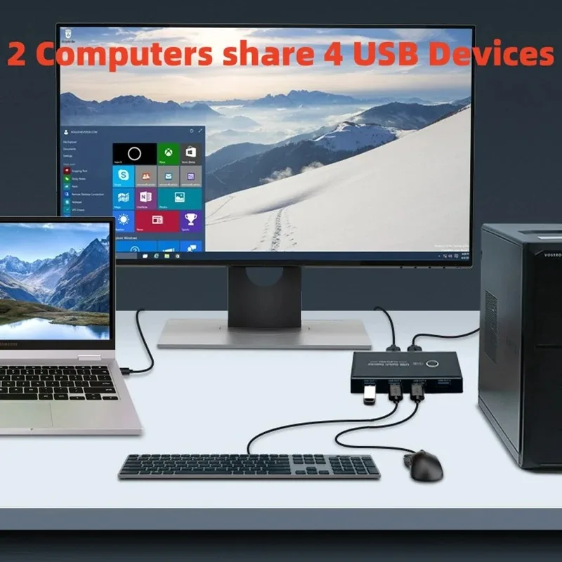 USB 3.0 2.0 Switch Selector for 2 Computers Sharing 4 USB Ports USB Switcher for PC Laptop Keyboard Mouse Printer USB Flash Disk