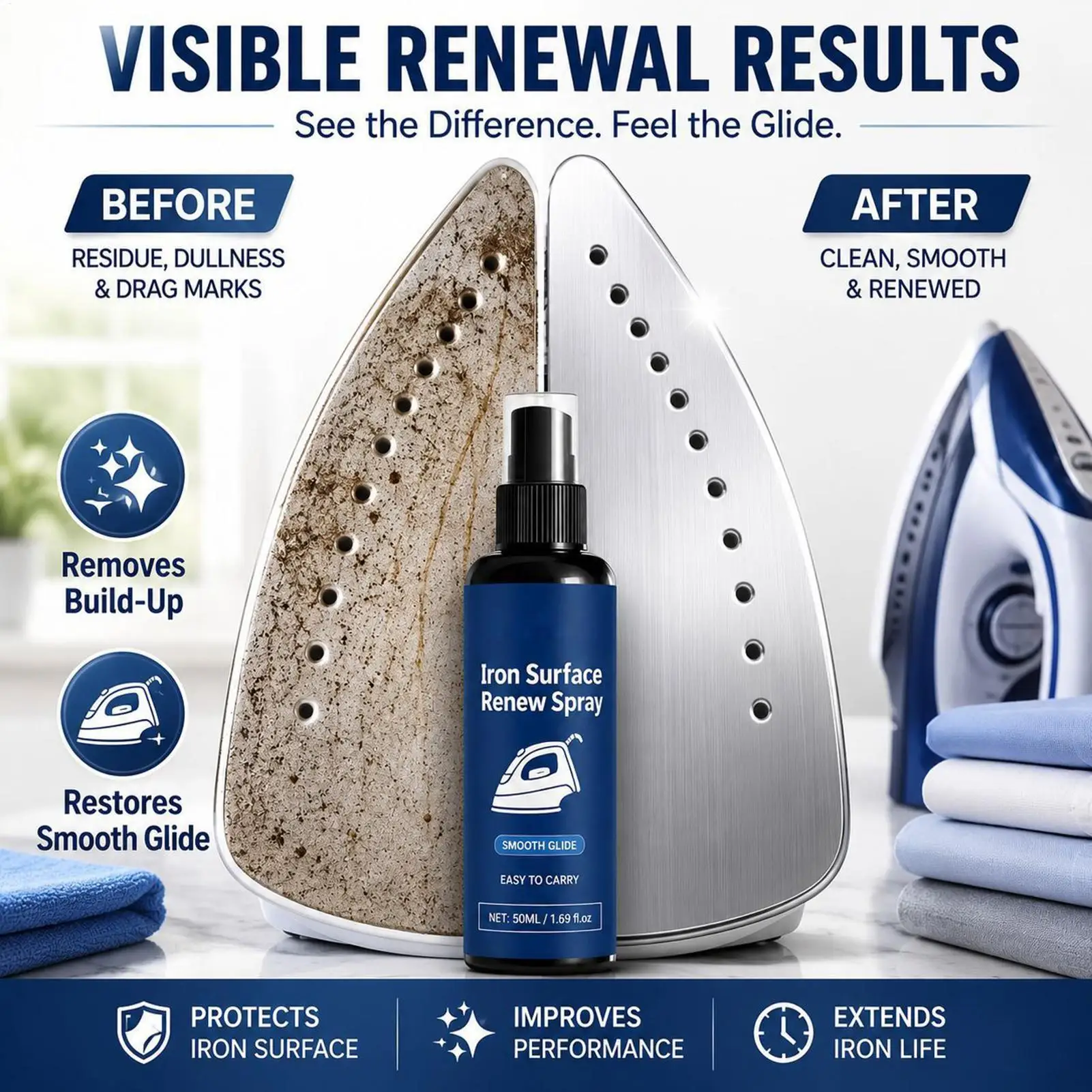 50ml Steam Iron Cleaning Spray For Removing Scorch Marks Build Up Iron Soleplate Refresher For Smoother Ironing