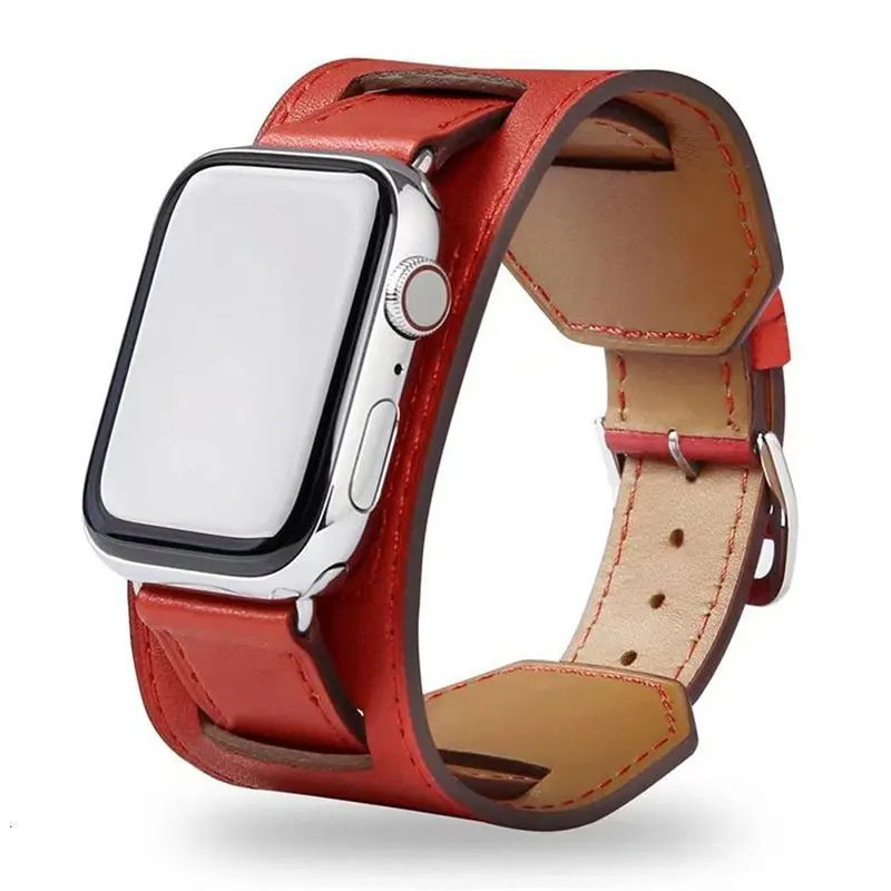 Leather cuff strap For apple watch band 45mm 41mm 44mm 40mm 49mm correa bracelet watchband iwatch series 4 3 5 se 6 7 8 ultra