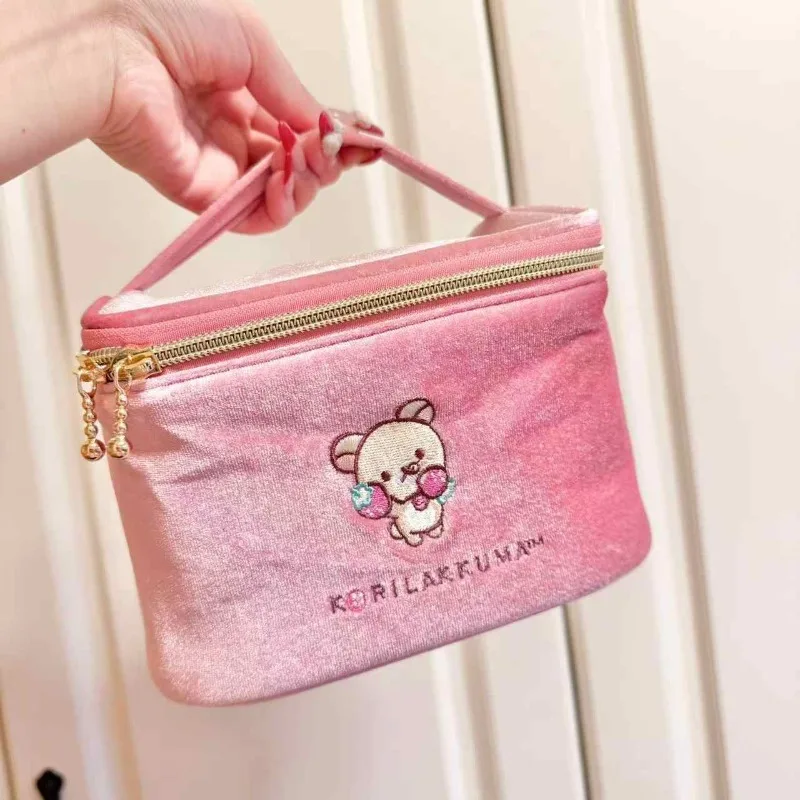 

Приложение для журналов Rilakkuma, бархатное зеркало с вышивкой, косметичка ручной работы для девочек, дорожная портативная большая вместительная косметичка на молнии